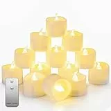 Auemaniliy LED Teelicht, Fernbedienung Teelicht, elektrisch blinkende batteriebetriebene LED-Kerze 3,2 x 3,6 cm für Hochzeitsfeier Halloween Weihnachten Home Decor 24 Stück