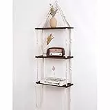 Easever Hängeregale Boho Zimmer Dekor, 3 Ebenen Boho Rustikale Pflanzenregale, Makramee Wandbehang Aufbewahrungsregale, Boho Dekor für Wohnung, Badezimmer, Wohnzimmer, Schlafzimmer