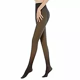 Kukeyiee Thermostrumpfhosen für Damen Fleece Strumpfhose Winter Gefälschte Durchscheinend Plüschstrümpfe Pantyhose blickdicht Wärmende Fleece Leggings(90g für 15~25℃,1pc Schwarz Durchsichtig)