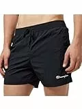 Champion Herren Legacy Icons Beachshorts-Crinkle Taslon Small Script Logo Badehose, Schwarz, L