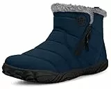 Eagsouni Barfussschuhe Gefüttert Winterschuhe Herren Warm Männer Winterstiefel Schneestiefel Winter Boots Outdoor, Blau, 46 EU