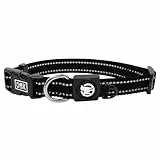 DDOXX Reflektierendes Nylon Hundehalsband - Stabiles und Verstellbares Welpenhalsband für alle Größen - L (Schwarz)