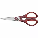 WMF Touch Küchenschere 21 cm, Haushaltsschere mit Sägeschliff, Schere Küche, Cromargan Edelstahl, Softgriff, rot