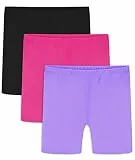 Auranso 3 Paar Radlerhose Kinder Kurze Hose Mädchen Baumwolle Shorts Sporthose Leggings 128 134 140 146 152 158 164 9-10 Jahre Schwarz/Rose/Violett