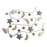 Én Gry & Sif Girlande Mond & Sterne aus Filz, Kinderzimmer Deko zum Aufhängen, Handmade, Wandbehang, Wanddeko Babyzimmer, 190cm, 12213