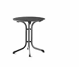 SIEGER Boulevard-Klapptisch mit vivodur-Dekorplatte, Ø 68 cm, eisengrau, Schieferdekor anthrazit