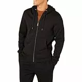 Amazon Essentials Herren Fleece-Kapuzenpulli mit durchgehendem Reißverschluss (erhältlich in den Größen Big & Tall), Schwarz, M