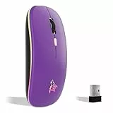 TQQ Maus Kabellos, 2,4 GHz-USB funkmaus, Bluetooth Maus, 1600 DPI Optical Tracking, Wiederaufladbare LED-Dual-Modus Mouse für Laptop, PC, iOS, Android, iPad, Windows