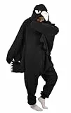 LorranTree Onesie Kostüm Jumpsuit Krähe Costume Damen Herren Erwachsene Relaxo Pyjama Tier Crow Weihnachten Halloween Schlafanzug SY-Wuya L