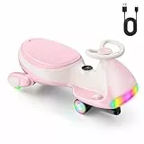FanttikRide N7 Ultra Elektrisches Kinderauto mit Pedal, Kinder Auto, Typ C, MagicMute Motor, 2 Geschwindigkeiten, 9 Farbmodi, Digitalanzeige, Bluetooth, für Kinder ab 3 Jahren, 68KG, Rosaweiß