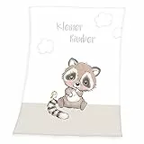 Herding Klaus GmbH Kleiner Räuber Soft-Peachdecke, 75 x 100 cm, 100% Polyester, 1540218014412, Weiß