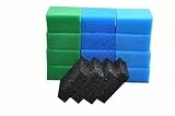 SANLILI Kompatibler Satz Filtermedien für Juwel Compact/Bioflow 3.0 M (4 x Blaue Schwämme (fein), 4 x Blaue Schwämme (grob), 4 x Grüne Schwämme & 4 x Aktivkohle-Schwämme)