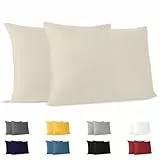 Dreamzie Kissenbezug 40x60 (Set mit 2) - 100% Jersey Baumwolle 150 g/qm Kissenbezüge -Beige - Für Kissen 40 x 60 cm - Kissenhülle - Kissenbezug - Resistent und Hypoallergen