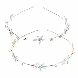minkissy 2 Stück Seestern Meerjungfrau Stirnband Strass Hochzeit Haarschmuck Strand Hochzeit Haarband für Frauen Bräute und Brautjungfern