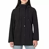 Amazon Essentials Damen Leichte, Wasserdichte, Lange Relaxed-Fit-Regenjacke mit Kapuze, Schwarz, XXL