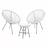 SVITA Bali Balkon-Möbel 3-TLG. Polyrattan Lounge-Set Balkon-Set Terracotta Weiß
