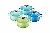 Le Creuset 4er-Set Mini Cocottes aus Steinzeug, je 200 ml, 10 x 5 cm, Meeresbrise (Grün/Türkis/Blau/Mint), 79212105139100