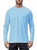 Tansozer Schwimmshirt Herren Langarm UV Schutz Bade T-Shirt Rash Guard Surf Langarmshirt Funktions Trainingsshirt, Hellblau, L