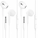 2 Pack 3,5 mm Kopfhörer mit Kabel, In-Ear Kopfhörer für Samsung, Noise Cancelling Ohrhörer mit Mikrofon und Lautstärkeregler Kompatibel mit iPad, MP3/4, Huawei, iPhone 6/5/SE, usw 3.5mm Audiogeräte