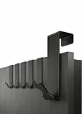 Menz Premium Türhaken zum Einhängen, 6er Set - Einzeln verwendbare Kleiderhaken Tür aus Edelstahl, hochwertige Türgarderobe - Schwarze Haken zum Einhängen, Türhakenleiste mit hoher Tragkraft