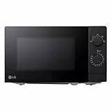LG MS2082F Solo-Mikrowelle mit 700 W, 20 L Kapazität, 439 mm Breite. Intuitive Doppel-Drehregler, helle LED-Innenbeleuchtung, Auftaufunktion, minimalistisches Design mit Vollglastür, Schwarz.