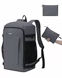 ECOHUB für Neue Ryanair Handgepäck 40x30x20, 2-Stück Faltbare Rucksack Handgepäck Flugzeug, Leicht & Reißfest Rucksack 40x30x20, PET-Recycelte Wasserdicht Travel Backpack für Herren Damen(Grau)