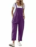 YESNO Damen Latzhose Sommer Oversize Trägerhose Beiläufig Loose Bib Pants Overall Baggy Jumpsuit Strampler Sommerhose mit Träger PV9DE