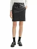 TOM TAILOR Damen Mini Rock aus Fake-Leder, 14482 - Deep Black, 38