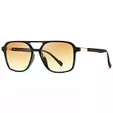 kimorn Retro Sonnenbrille für Damen Herren Trendy Retro Sonnenbrille Rechteck Rahmen Schatten K1649 (Schwarz/Gelb)