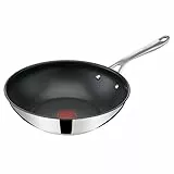 Tefal Jamie Oliver Cook's Direct On Wokpfanne, 28 cm, langlebige Antihaftversiegelung, Thermo-Signal, genieteter Griff, induktionsgeeignet, Edelstahl, E3041934