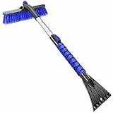 HEEYA Eiskratzer Auto, 84cm Auto Schneebürste ausziehbarer Schneekratzer und Bürste mit Schaumstoffgriff für Windschutzscheibe, Fenster, SUV, LKW - Blau