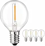 GPATIO LED Glühbirnen E12 Warmweiß, G40 Lichterkette Ersatzbirnen 5er / Pack, LED Glühbirne E12 Sockel 2700k 230V Dimmbar 1 Watt /1er, Transparente Glühbirne Globe aus Kunststoff