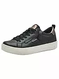 Tamaris Comfort Damen Sneaker flach mit Reißverschluss Freizeit, Schwarz (Black), 40 EU
