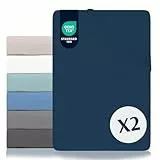 Dreamzie - Spannbettlaken 80x200cm 2er Pack - 100% Polyester Mikrofaser - Oeko TEX Zertifiziert - Spannbetttuch 80x200 Kinder - Dunkelblau