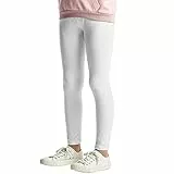 L&K-II Kinder Leggings Basic Uni Farbe Mädchen Tanzhose Baby Leggins Fitness Hose Baumwolle 2708 Weiß-128