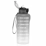 ETDW Trinkflasche 2L,Trinkflasche mit Strohhalm,Auslaufsicher,Spülmaschinenfest, Motivierende 2 Liter Wasserflasche mit Zeitmarkierung, für Yoga, Schule, Camping, Kinder