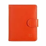 DUDU Damen Geldbörse aus echtes Leder, kleines Leder RFID-Kartenetui mit Reißverschluss, Münzfach, Außenverschluss Orange