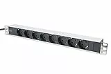 DIGITUS DN-95401 – 19' Steckdosenleiste – 8 Abgriffe – CEE7/7 Eingangsstecker – 1HE – 250VAC 50/60Hz – 16A – 4000W – Für 19 Zoll Netzwerk- und Serverschränke