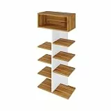 LEVIRA Regal Bücherregal Zargun 55x28x121 - Walnuss Troia und Weiß