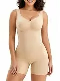 SHAPERX Shapewear Damen Bauchweg Stark Formend Body Shaper Overall-Shorts Abnehmen Shaping Bodysuit, UK-SZ5310-Beige-L/XL