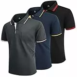 LLdress 3er Pack Poloshirt Herren Kurzarm Atmungsaktiv Poloshirt Set Leichtes Golf Polohemd Schnelltrocknend T Shirt