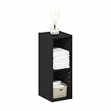 Furinno Fulda 2-stufiges, platzsparendes Aufbewahrungsregal, Bücherregal, 20 cm Breite, Schwarzes Holz