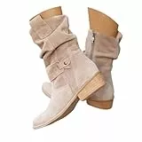 Cowboy Stiefel Damen， Sommerstiefel Damen： Sommer Stiefeletten Mit Absatz Cowboystiefel Luftige Ankle Boots Leicht Cowboyboots Weite H Sommerstiefeletten Mit Reißverschluss Halbstiefel Beige 37