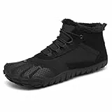 SAGUARO Barfuss Schuhe Damen Winter Barfußschuhe Damen Wasserabweisend Barfuß Winterschuhe Warm Gefüttert Winterstiefel Schwarz, Gr.40