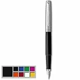 Parker Jotter Originals Füller , Klassisches Schwarz , Füllfederhalter mit mittlerer Feder , blaue Tinte