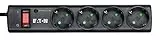 Eaton PS4D Protection Strip 4 DIN - Steckdosenleiste mit Überspannungsschutz (4-fach Schuko Buchse, schaltbar) - schwarz NEU