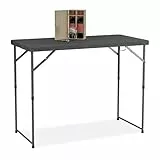 Relaxdays Gartentisch klappbar, HBT: 74x120x60 cm, Kunststoff, Stahl, höhenverstellbar, 6 Personen, Campingtisch, grau