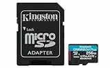 Kingston Canvas Go Plus microSDXC Speicherkarte Gen4 200MB/s A2 U3 V30 256GB Karte + Adapter-SDCG4/256GB