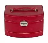 WINDROSE Schmuckkoffer 23 cm - Rot - Modern - Polyurethan - Spiegel - 3 Etagen - 5 Liter - Ratschenverschluss