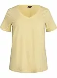 Zizzi Damen Große Größen T-Shirt Baumwolle V-Ausschnitt Gr Gr M Sunlight